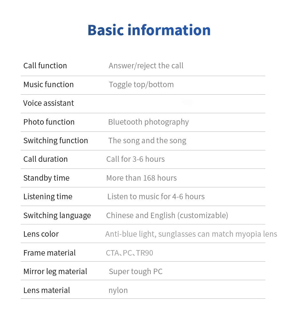 2 In 1 Headset Smart Glasses Blue Tooth Audio Call AI Voice Noise Reduction Music Eyewear Waterproof Speaker Mics Calls Eyeglass - Beri Collection