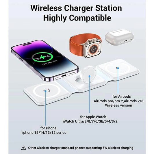 3 in 1 Magnetic Wireless Charger Pad Stand for all Apple and Android products - Beri Collection