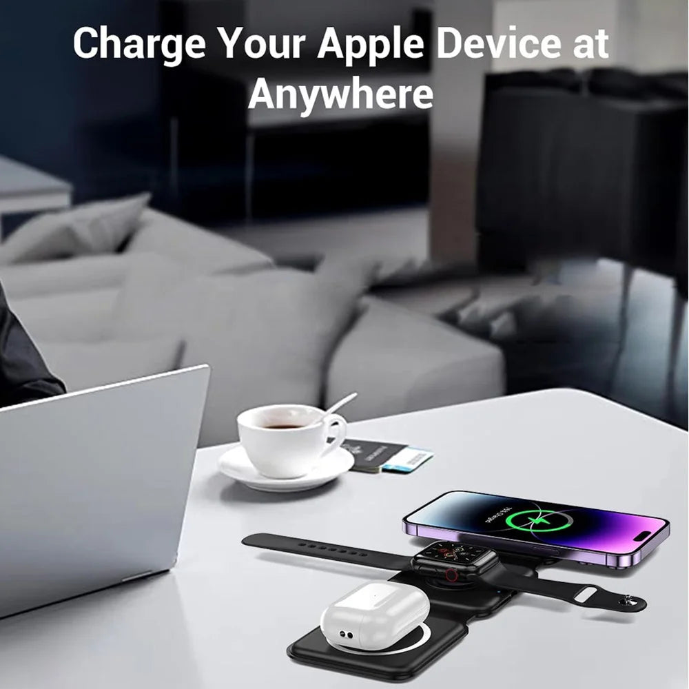 3 in 1 Magnetic Wireless Charger Pad Stand for all Apple and Android products - Beri Collection