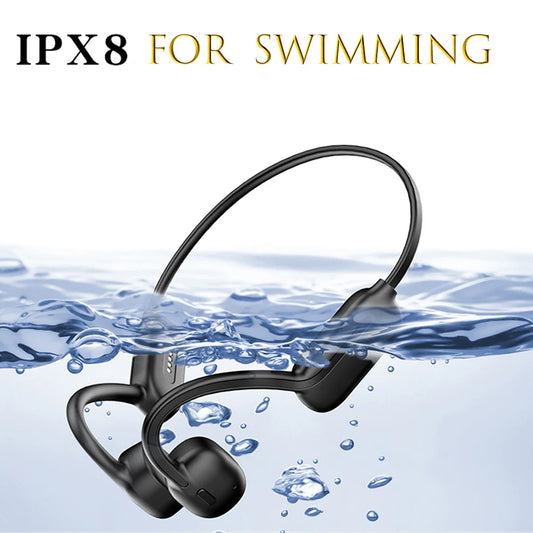 Bone Conduction Swimming Earphone Bluetooth Wireless IPX8 Waterproof 32GB MP3 Player Hifi Headphone with Mic Headset - Beri Collection
