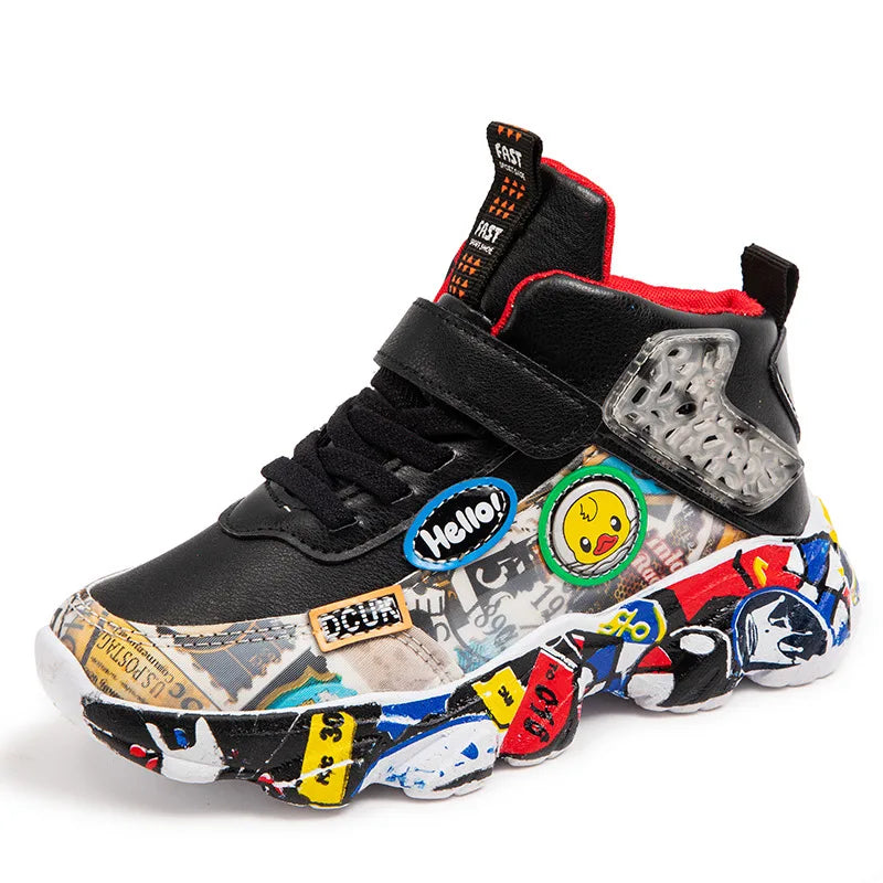 Children Sports Sneakers Graffiti Pattern - Beri Collection