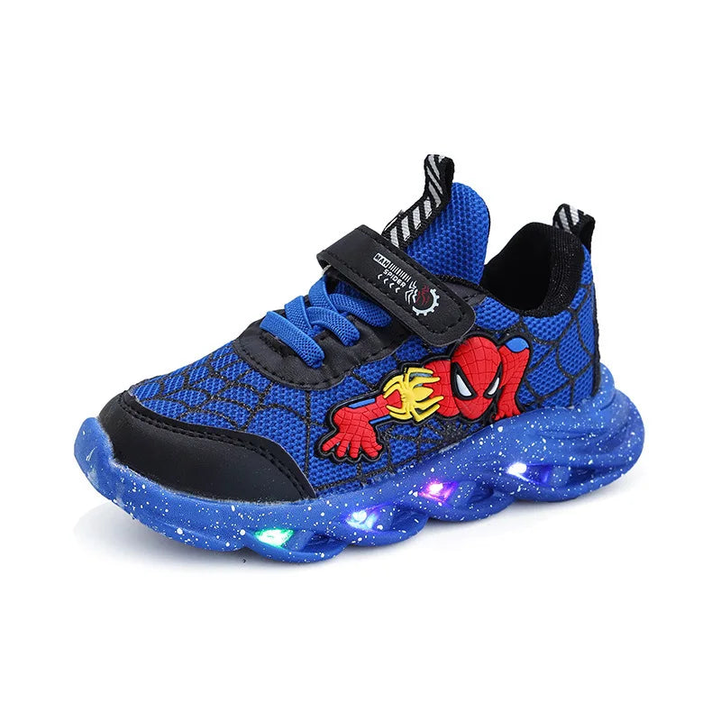 Disney LED Casual Sneakers Red Black For Spring Boys Spiderman Mesh Outdoor Shoes Children Lighted Non-slip Shoes Size 21-30 - Beri Collection