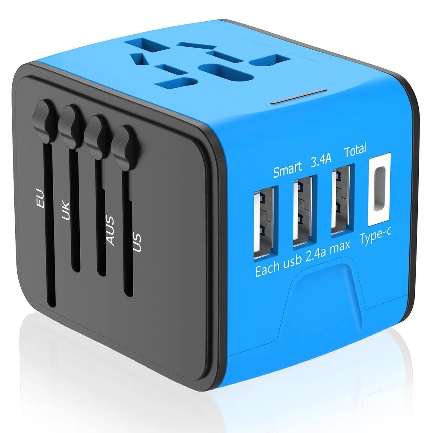 International Universal Travel Adapter 3 USB &Type-C Outlet Converter Plug Power Adapter Plug Charger - Beri Collection
