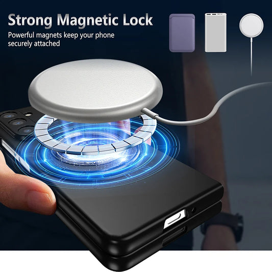 Magnetic Wireless Charging Case for Galaxy Z Fold 5 6 Fold4 Fold3 Phone Cover With 360° Roating O Stand Holder - Beri Collection