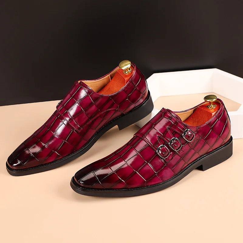 Men's Casual Business Leather Shoes Mens Buckle Square Toe Dress Office Flats Men Fashion Wedding Party Oxfords EU Size 37-48 - Beri Collection