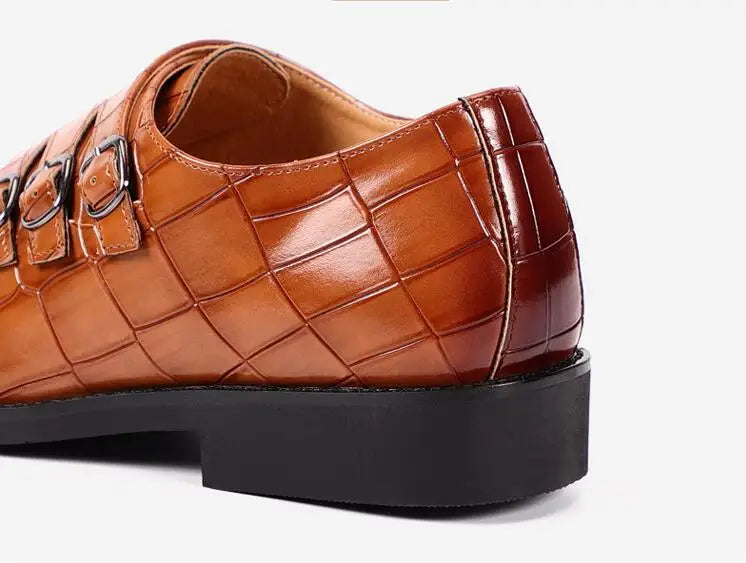 Men's Casual Business Leather Shoes Mens Buckle Square Toe Dress Office Flats Men Fashion Wedding Party Oxfords EU Size 37-48 - Beri Collection