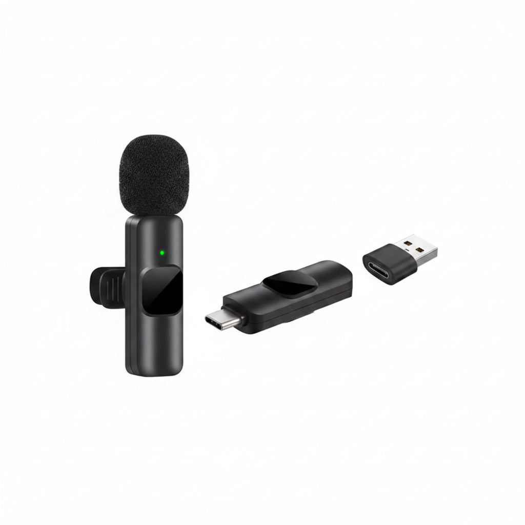 New Wireless Lavalier Microphone Portable Audio Video Recording Mini Mic for iPhone Android Live Broadcast Gaming Phone Mic - Beri Collection