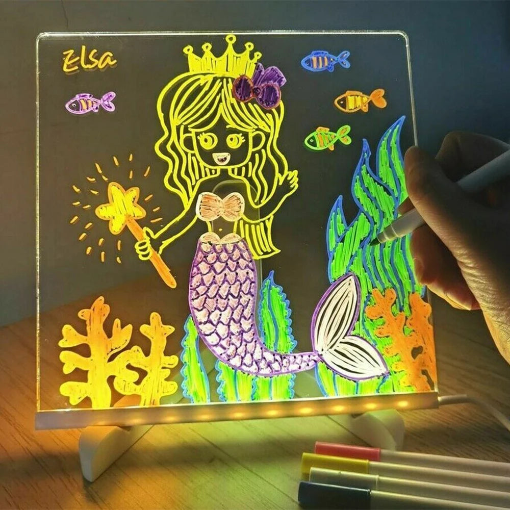 Personalized LED Lamp Acrylic Message Note Board Erasable USB Children‘s Drawing Board Bedroom Night Light Birthday Kids Gift - Beri Collection