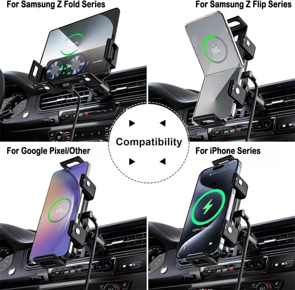 Wireless Fast Car Charger Mount Gravity Phone Holder For Automatic Rotating Phone Charging Stand - Beri Collection