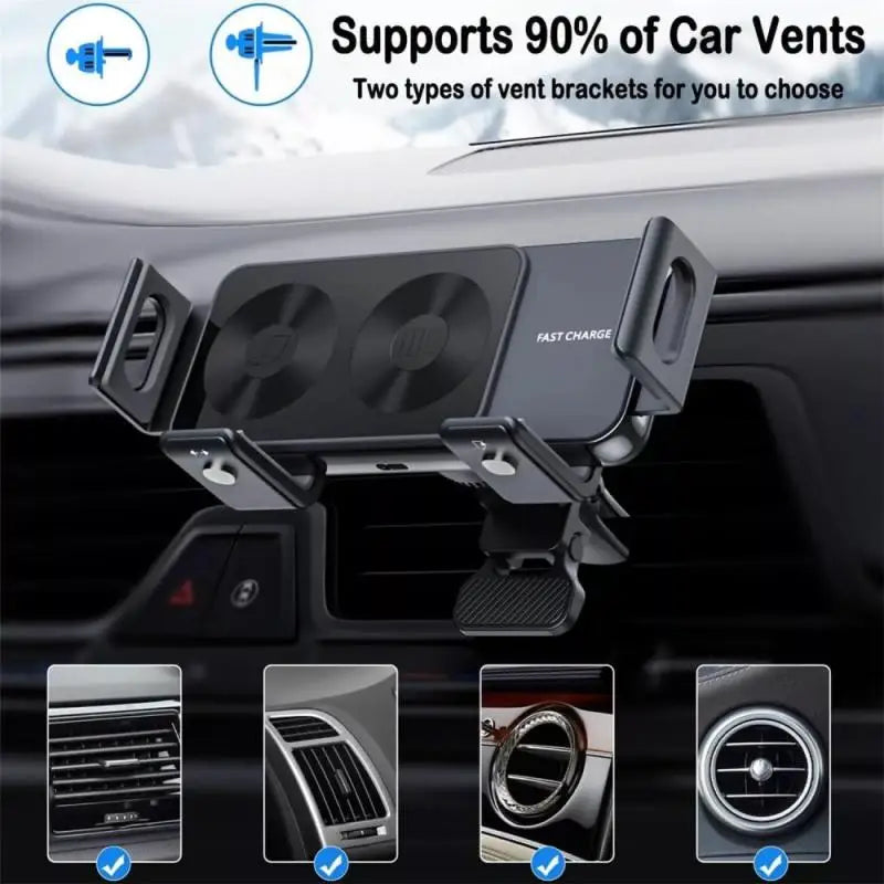 Wireless Fast Car Charger Mount Gravity Phone Holder For Automatic Rotating Phone Charging Stand - Beri Collection