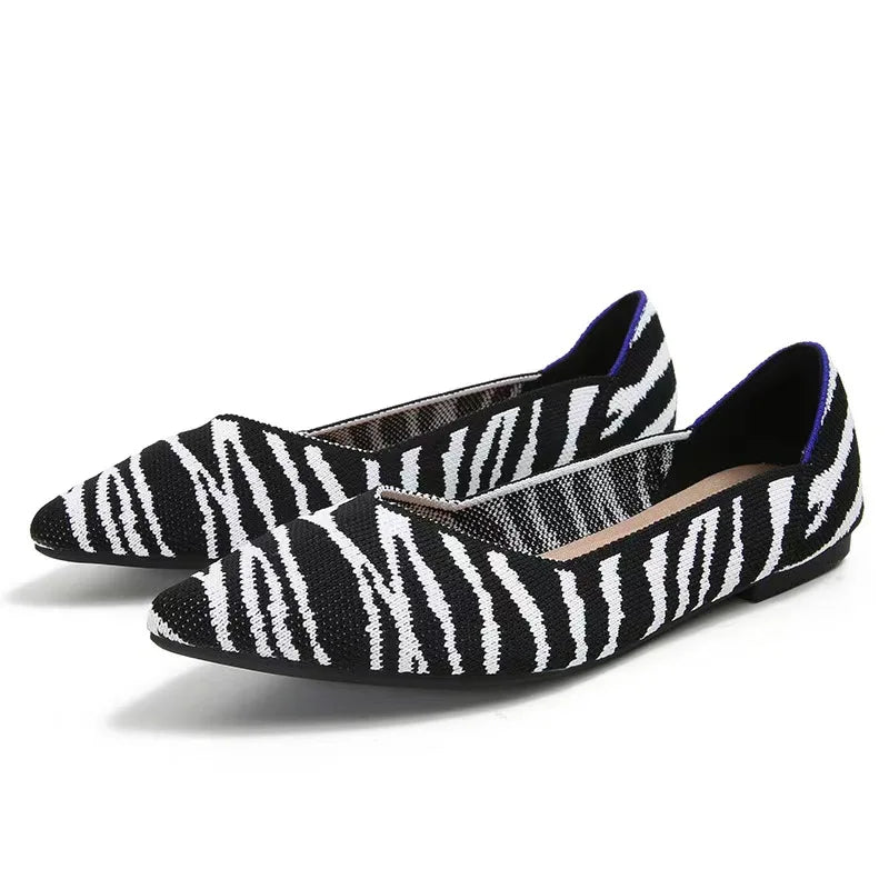 Spring and autumn flat shoes fashion leisure Women's flat shoes pointed knitting elastic comfortable boutique shoes - Beri Collection