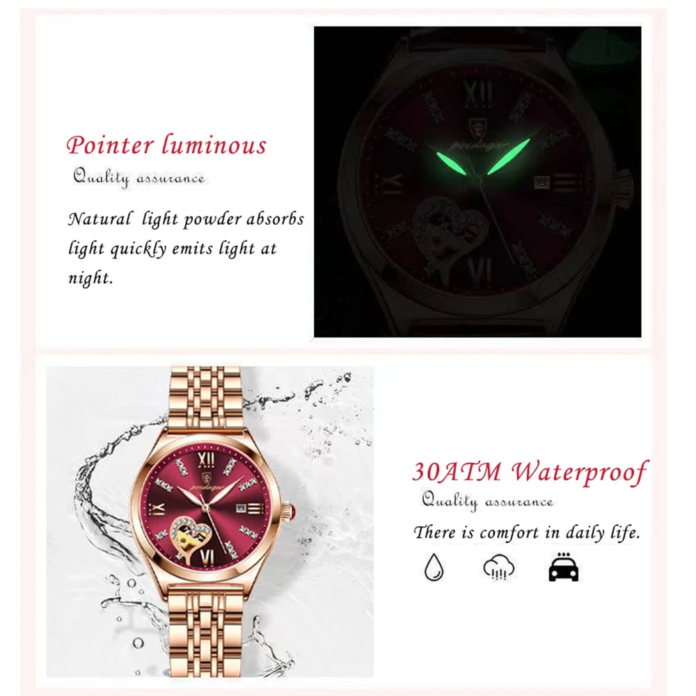 Women Watches Fashion Rose Gold Stainless Stain Steel poedagar watches Waterproof Quarzt Wristwatch Romatic Girlfriend Gift - Beri Collection