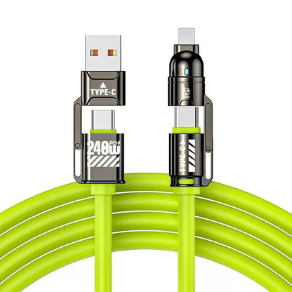 240W Silicone 4-in-1 Fast Charging Cable for IPhone,Samsung,LG and Moto G Oppo - Beri Collection 