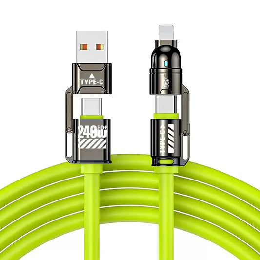 240W Silicone 4-in-1 Fast Charging Cable for IPhone,Samsung,LG and Moto G Oppo - Beri Collection 