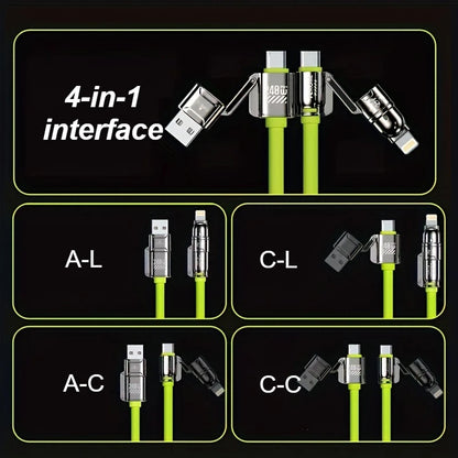 240W Silicone 4-in-1 Fast Charging Cable for IPhone,Samsung,LG and Moto G Oppo - Beri Collection 