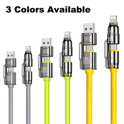 240W Silicone 4-in-1 Fast Charging Cable for IPhone,Samsung,LG and Moto G Oppo - Beri Collection 