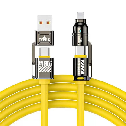 240W Silicone 4-in-1 Fast Charging Cable for IPhone,Samsung,LG and Moto G Oppo - Beri Collection 