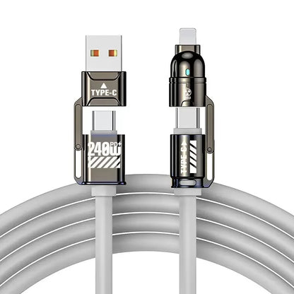 240W Silicone 4-in-1 Fast Charging Cable for IPhone,Samsung,LG and Moto G Oppo - Beri Collection 