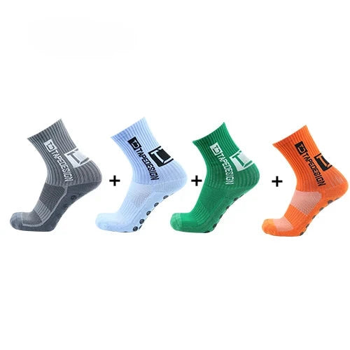 4Pairs ANTI SLIP Football Socks Mid Calf Cycling Sports Mens Sock
