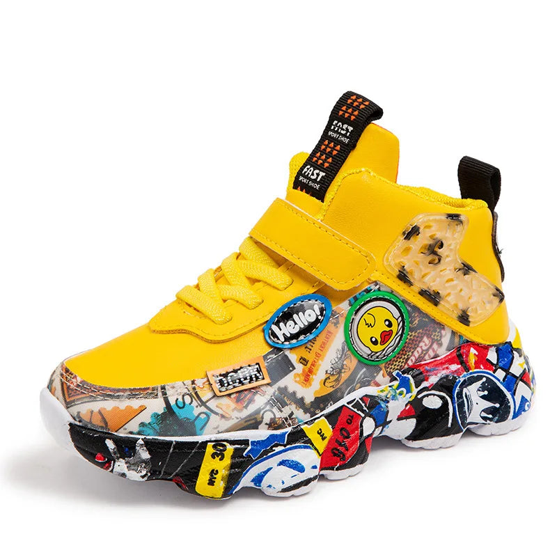 Children Sports Sneakers Graffiti Pattern