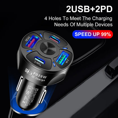 Dual USB C PD 20W Car Charger Fast Charging PD Quick Charge 3.0 USB C Car Phone Charger Adapter For iPhone Xiaomi Samsung - Beri Collection 