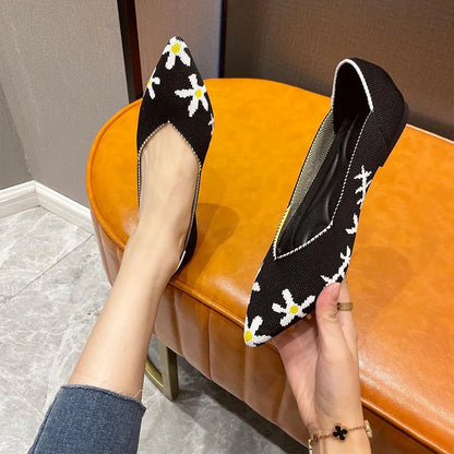 Knit Slip on Flat Shoes Women Mesh Loafers Stretch Ballet Shallow Flats Dress Shoes Moccasins Comfort Ballet Flats - Beri Collection 