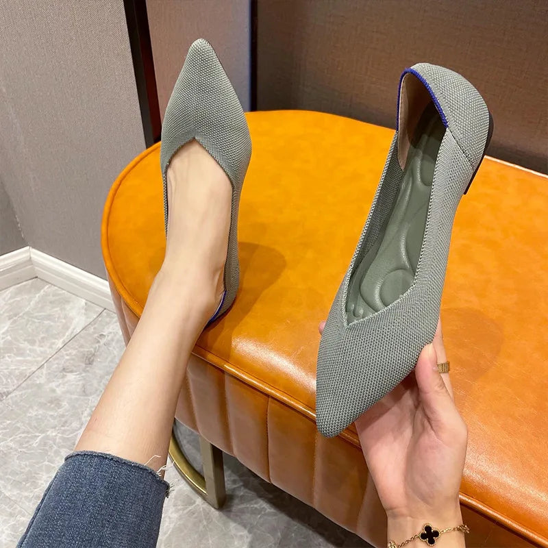 Knit Slip on Flat Shoes Women Mesh Loafers Stretch Ballet Shallow Flats Dress Shoes Moccasins Comfort Ballet Flats