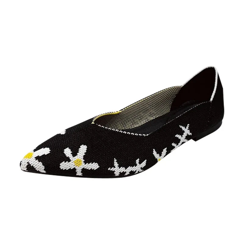 Knit Slip on Flat Shoes Women Mesh Loafers Stretch Ballet Shallow Flats Dress Shoes Moccasins Comfort Ballet Flats