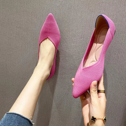 Knit Slip on Flat Shoes Women Mesh Loafers Stretch Ballet Shallow Flats Dress Shoes Moccasins Comfort Ballet Flats - Beri Collection 