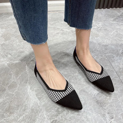 Knit Slip on Flat Shoes Women Mesh Loafers Stretch Ballet Shallow Flats Dress Shoes Moccasins Comfort Ballet Flats - Beri Collection 