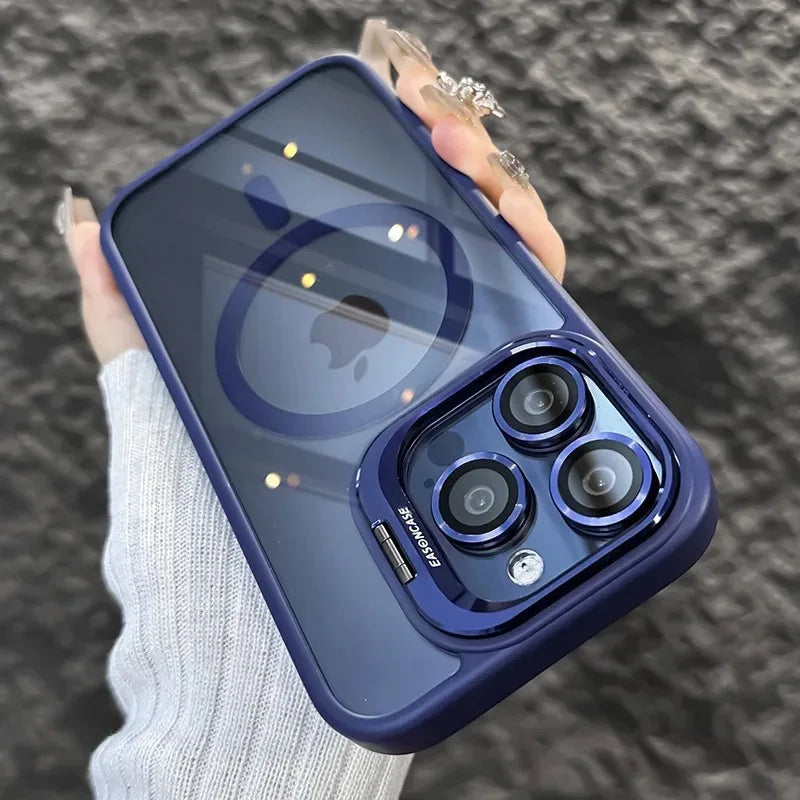 Luxury Magnetic Shockproof Phone Case For iPhone Stand Glass Lens Protection Cover - Beri Collection 