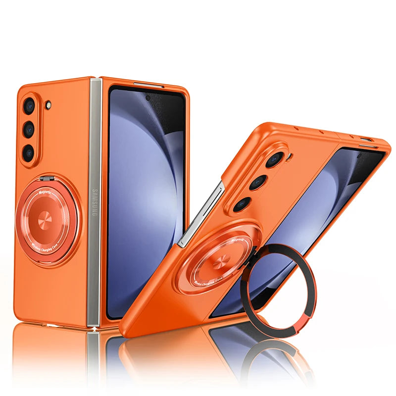 Magnetic Wireless Charging Case for Galaxy Z Fold 5 6 Fold4 Fold3 Phone Cover With 360° Roating O Stand Holder - Beri Collection 