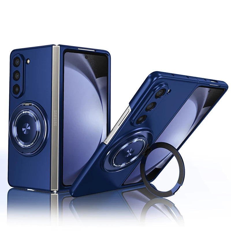 Magnetic Wireless Charging Case for Galaxy Z Fold 5 6 Fold4 Fold3 Phone Cover With 360° Roating O Stand Holder - Beri Collection 