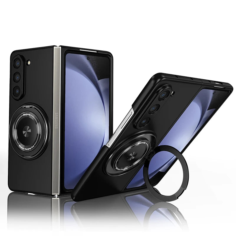 Magnetic Wireless Charging Case for Galaxy Z Fold 5 6 Fold4 Fold3 Phone Cover With 360° Roating O Stand Holder - Beri Collection 