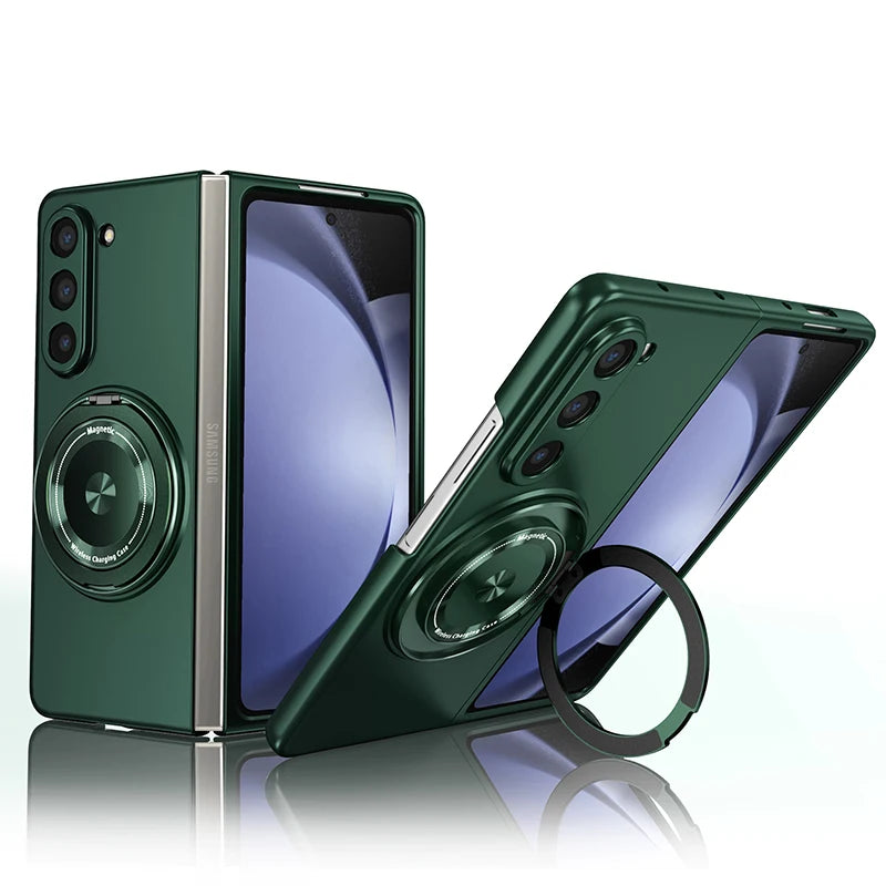 Magnetic Wireless Charging Case for Galaxy Z Fold 5 6 Fold4 Fold3 Phone Cover With 360° Roating O Stand Holder - Beri Collection 