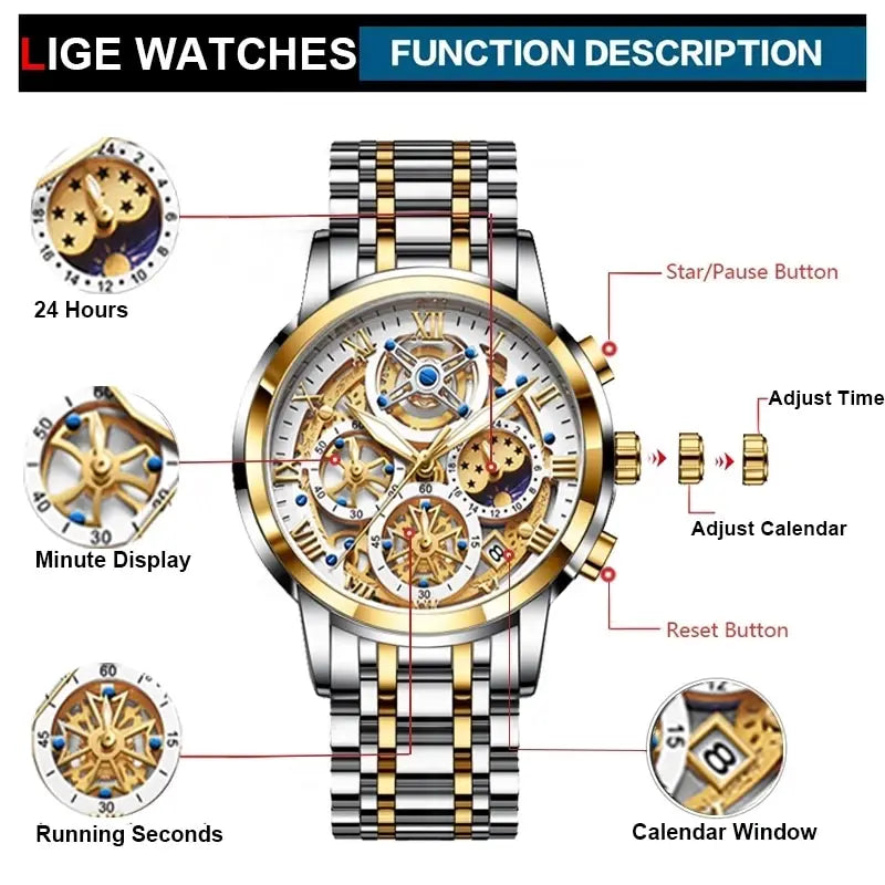 Men Watch Sports Quartz Watches Men Waterproof Chronograph Wristwatch Mens Military Hollow Clock Man Relogio Masculino - Beri Collection 
