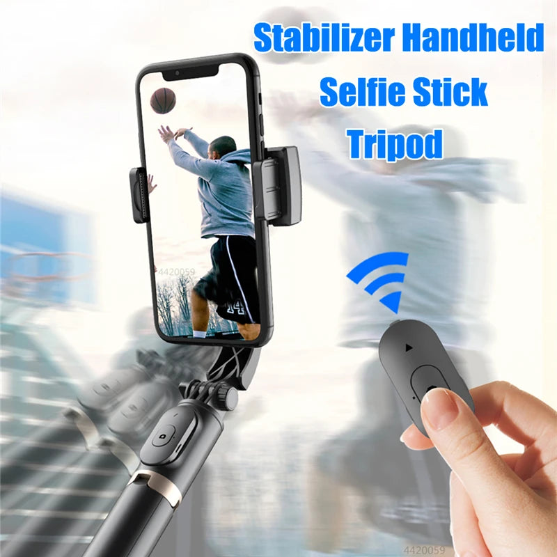 NEW Gimbal Stabilizer Selfie Stick Foldable Wireless Tripod with Bluetooth Shutter Monopod for IOS Android - Beri Collection 