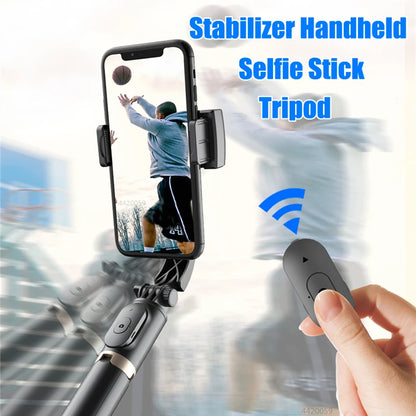NEW Gimbal Stabilizer Selfie Stick Foldable Wireless Tripod with Bluetooth Shutter Monopod for IOS Android - Beri Collection 
