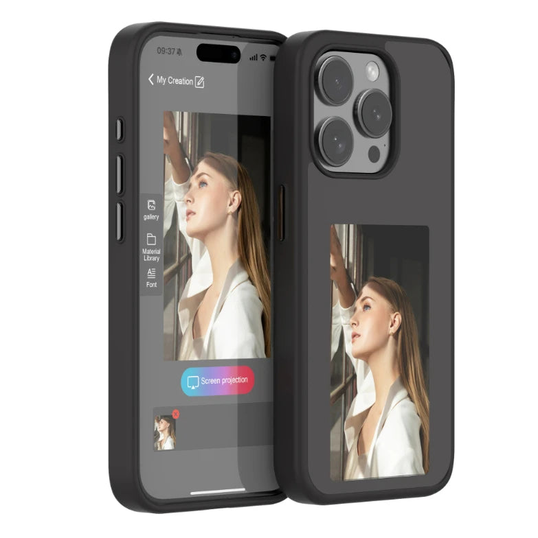 NFC Function Phone Case 3.7 Inches Screen Display Mob For IPhone 13 14 15 Wireless Transmission four-color Screen Projection