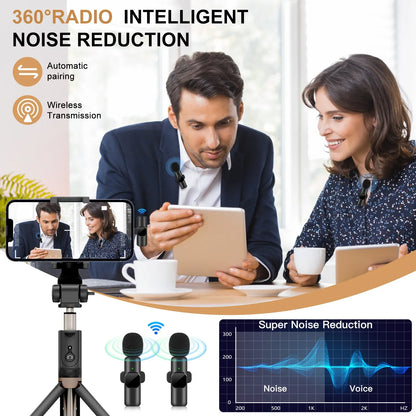 New Wireless Lavalier Microphone Portable Audio Video Recording Mini Mic for iPhone Android Live Broadcast Gaming Phone Mic - Beri Collection 