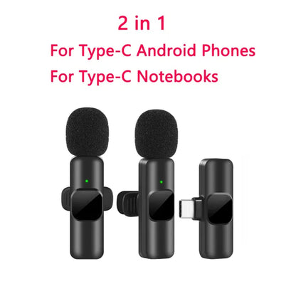 New Wireless Lavalier Microphone Portable Audio Video Recording Mini Mic for iPhone Android Live Broadcast Gaming Phone Mic - Beri Collection 