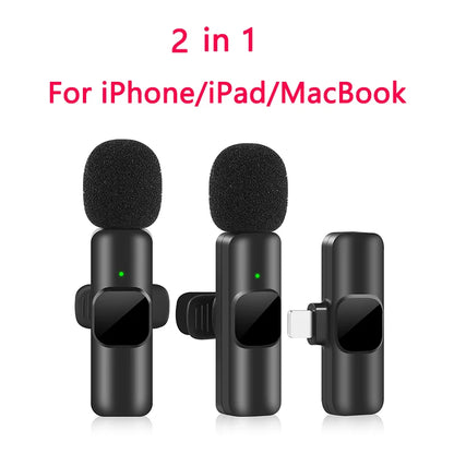 New Wireless Lavalier Microphone Portable Audio Video Recording Mini Mic for iPhone Android Live Broadcast Gaming Phone Mic - Beri Collection 