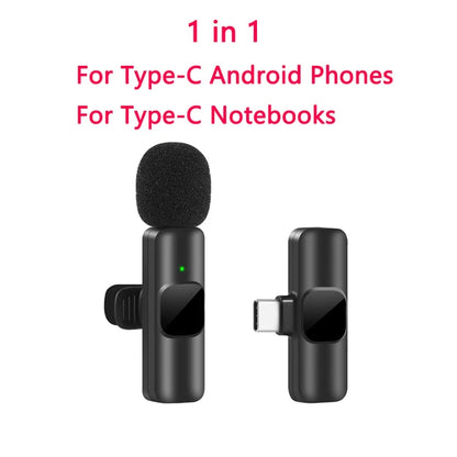 New Wireless Lavalier Microphone Portable Audio Video Recording Mini Mic for iPhone Android Live Broadcast Gaming Phone Mic - Beri Collection 