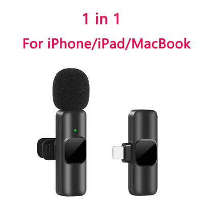 New Wireless Lavalier Microphone Portable Audio Video Recording Mini Mic for iPhone Android Live Broadcast Gaming Phone Mic - Beri Collection 