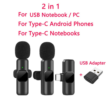 New Wireless Lavalier Microphone Portable Audio Video Recording Mini Mic for iPhone Android Live Broadcast Gaming Phone Mic - Beri Collection 