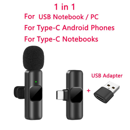 New Wireless Lavalier Microphone Portable Audio Video Recording Mini Mic for iPhone Android Live Broadcast Gaming Phone Mic - Beri Collection 
