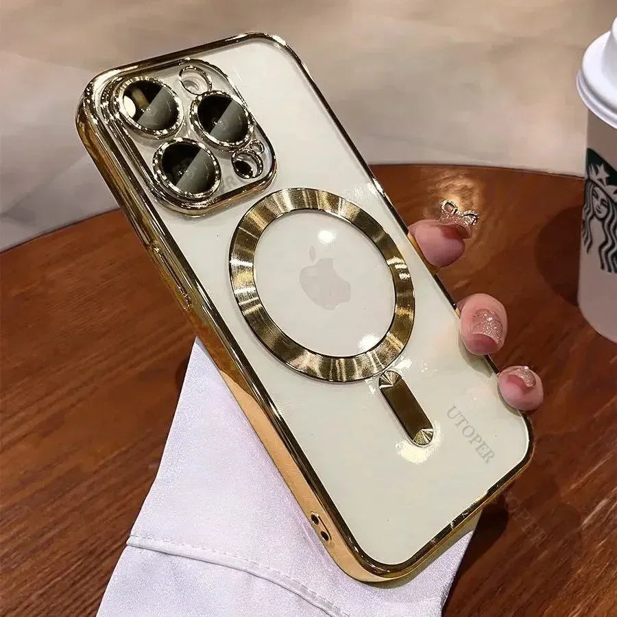 Plating Soft TPU Full Lens Protect Case For iPhone 15 14 13 12 11 Pro Max Plus Magnetic Wireless Charging Clear Cover