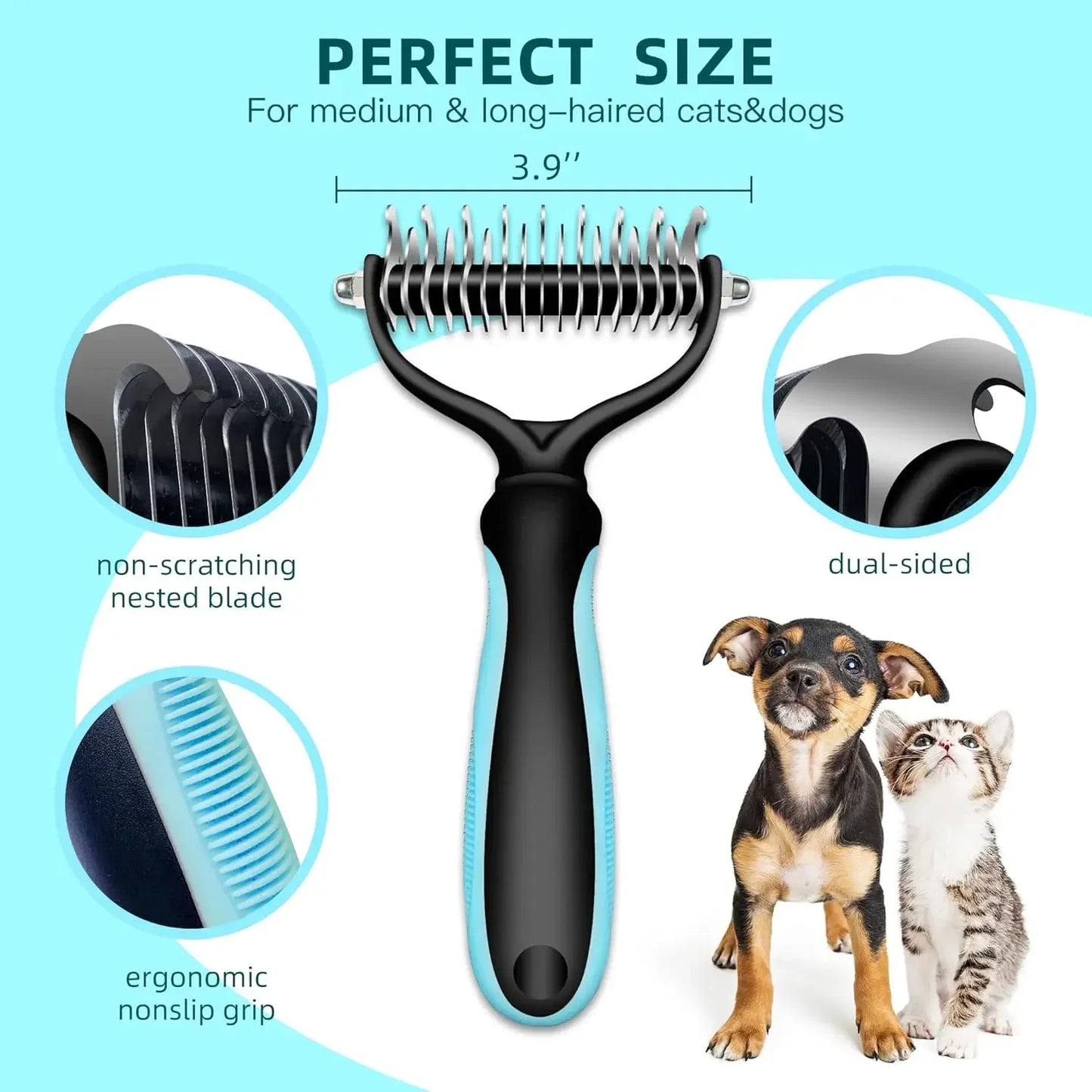Stainless Steel Double Sided Pet Grooming Brush Removing Tangles Cat and dog Accessories