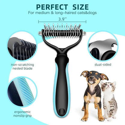 Stainless Steel Double Sided Pet Grooming Brush Removing Tangles Cat and dog Accessories