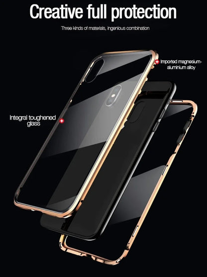 Magnetic Tempered Glass Privacy Metal Case For iPhone 15 14 13 360 Magnet Ant spy Protective Cover - Beri Collection 